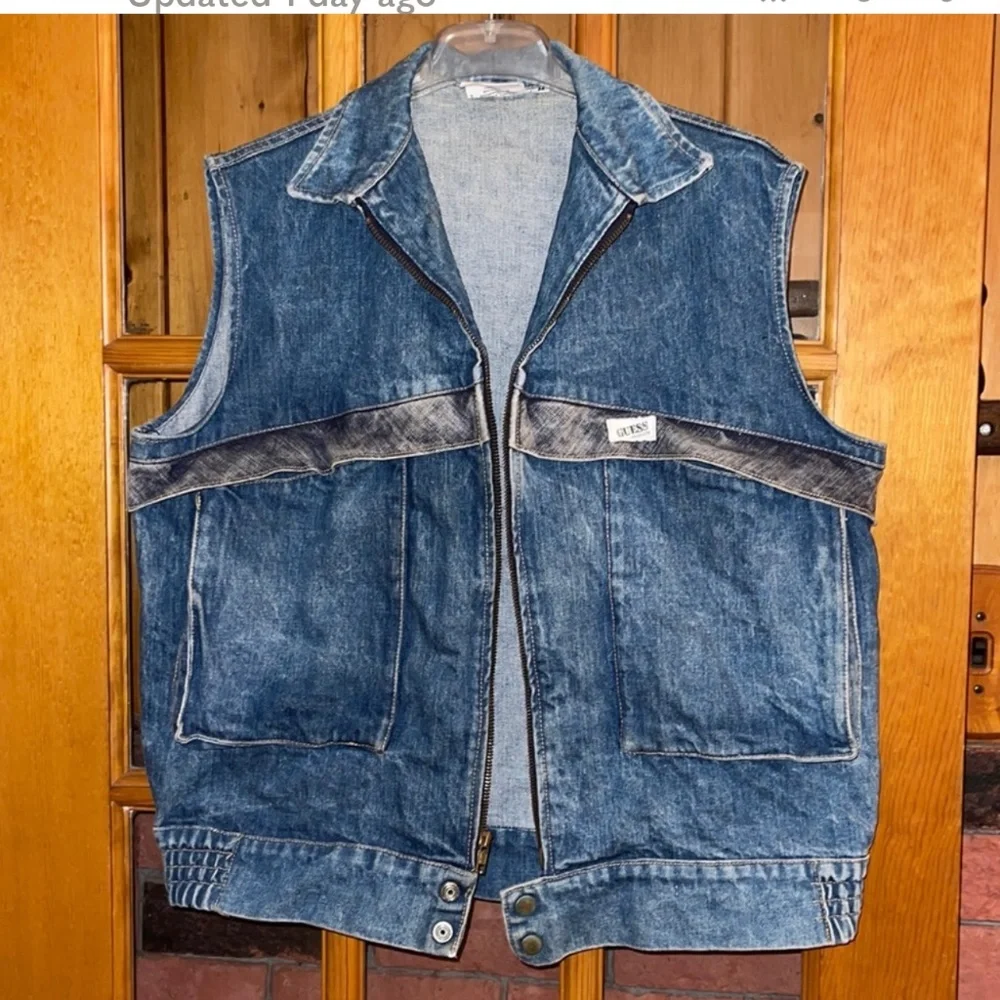 Vintage 80's George's Marciano Guess Distressed Denim Vest - Picture 1 of 6